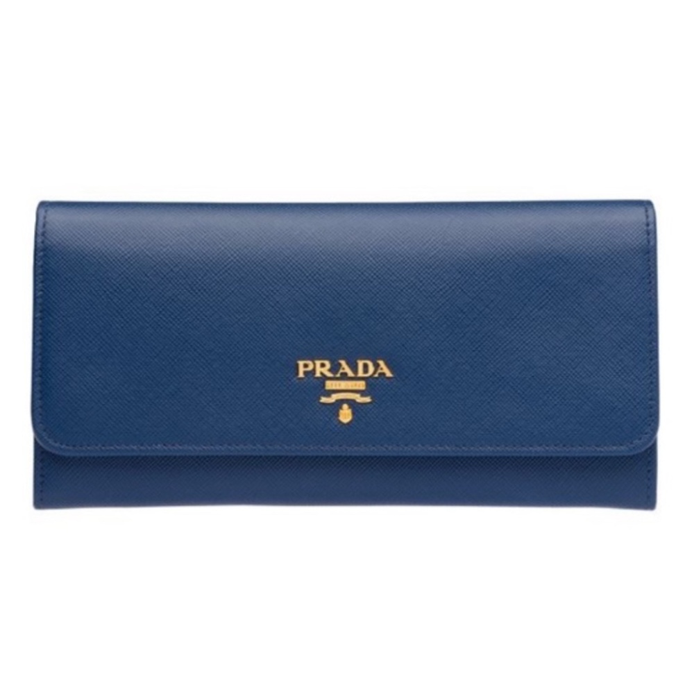Authentic Prada Blue Saffiano Continental Wallet- Great Condition